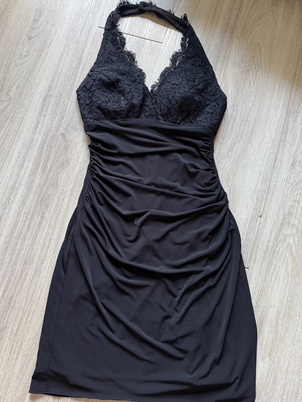 Black Lace Halter Dress